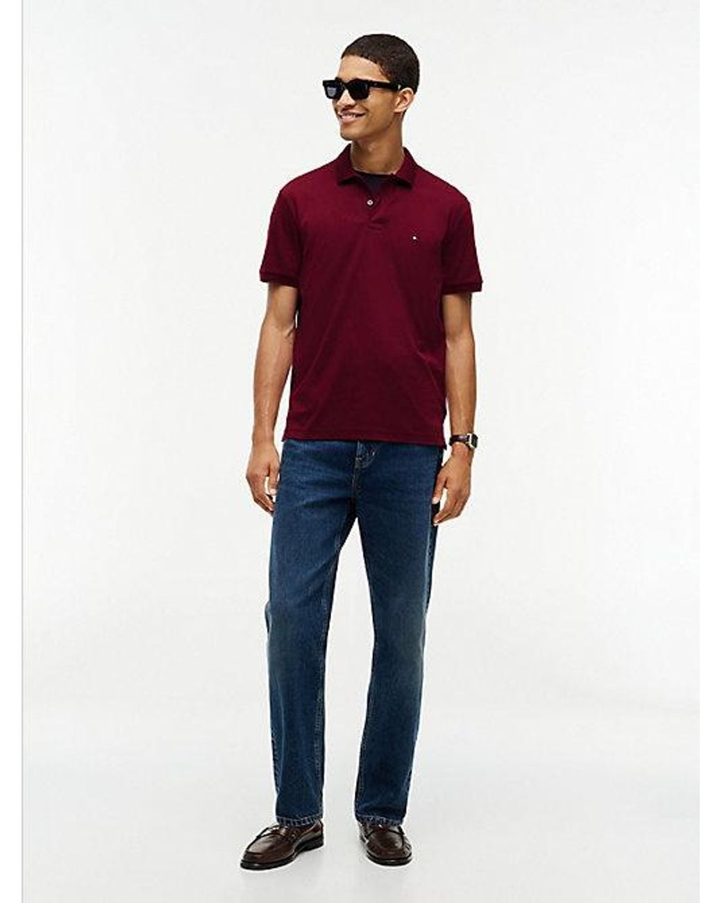 Tommy Hilfiger Red Fluid Cotton Interlock Knit Polo Shirt for men