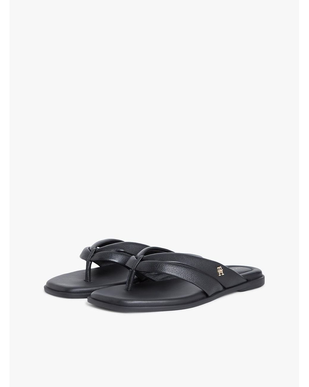 Tommy Hilfiger White Leather Toe Post Flat Sandals