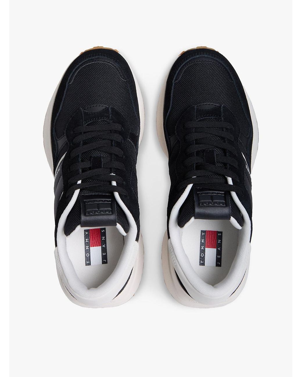 Tommy Hilfiger Black Suede Cleat Mixed Texture Trainers