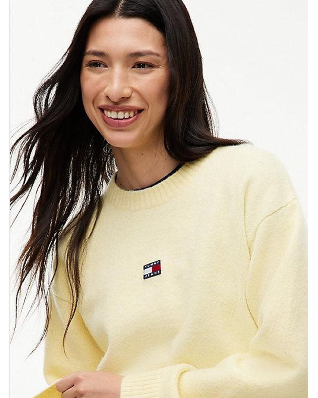 Tommy Hilfiger Natural Tommy Jeans Tommy Badge Fluffy Jumper With Alpaca