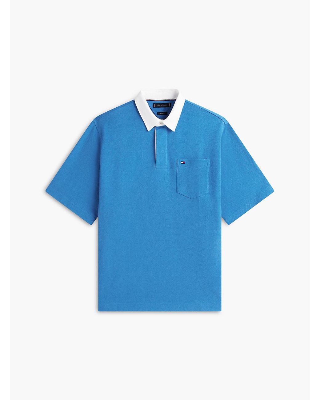 Tommy Hilfiger Blue Relaxed Fit Logo Label Jersey Polo Shirt for men