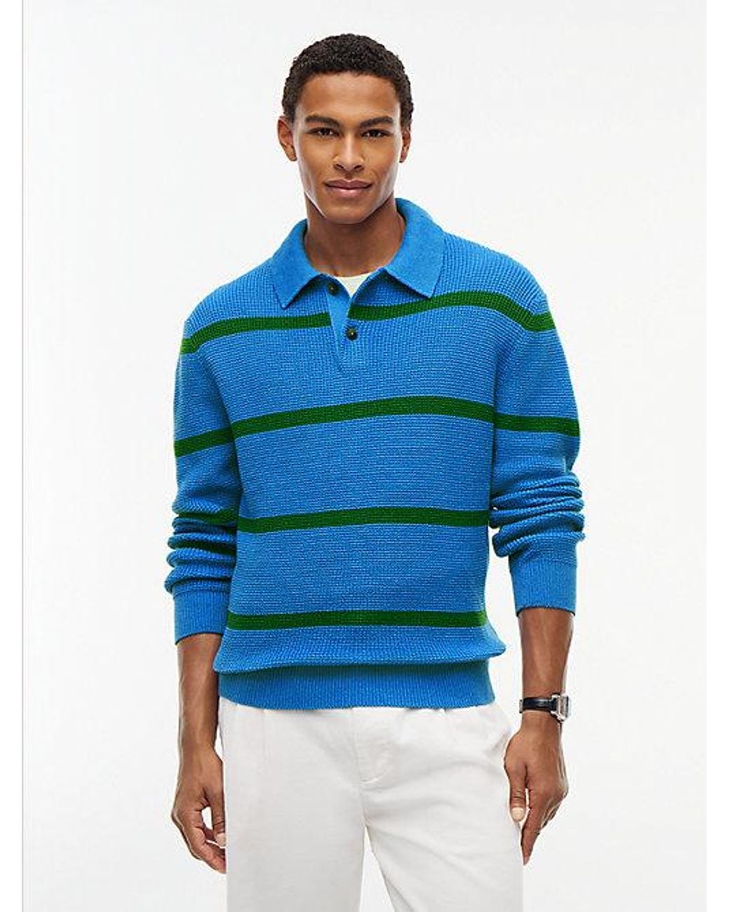 Tommy Hilfiger Blue Waffle Knit Relaxed Rugby Jumper for men