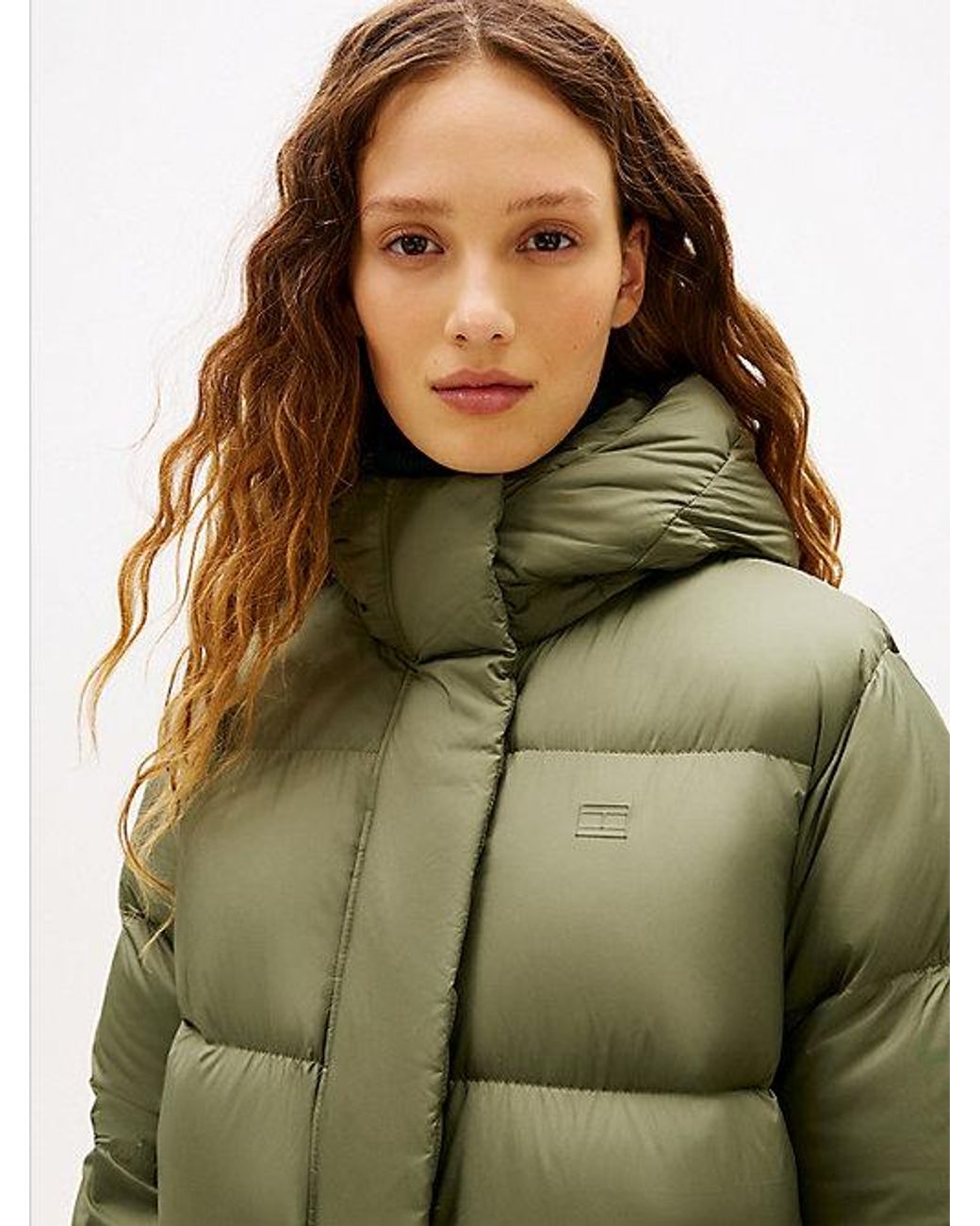 Tommy Hilfiger Green Water Repellent Down Hooded Coat