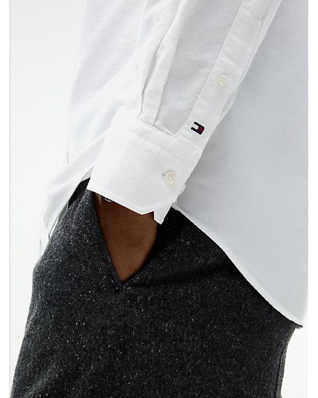 Tommy Hilfiger White New York Label Regular Fit Oxford Shirt for men