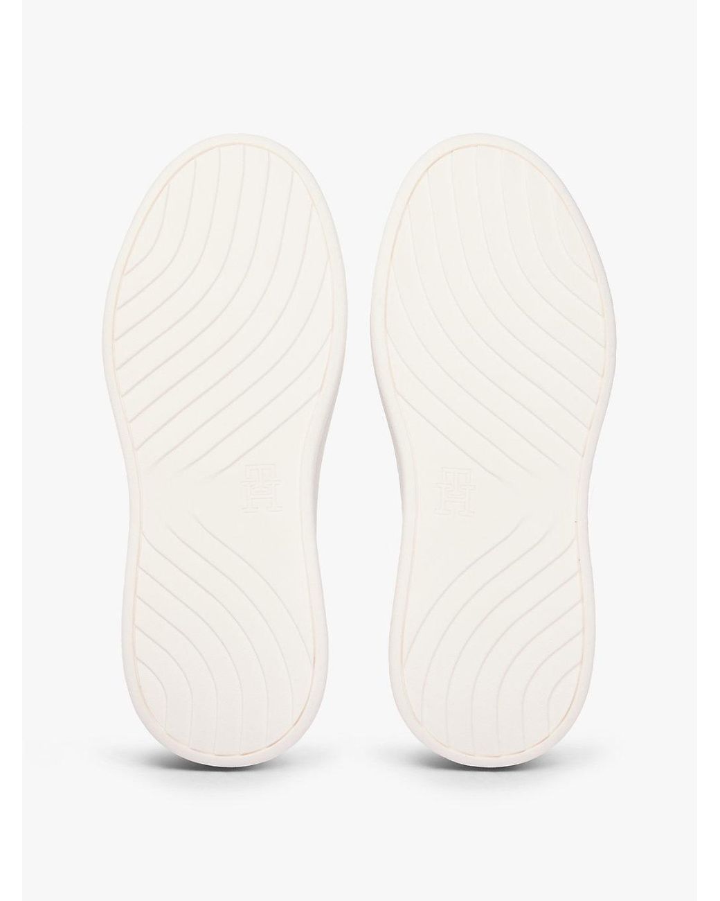 Tommy Hilfiger White Metallic Heel Leather Platform Trainers
