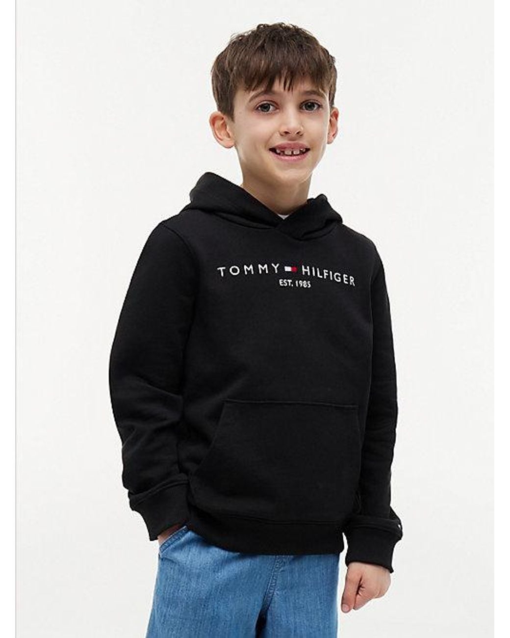 Tommy Hilfiger Black Essential Logo Pure Cotton Hoody