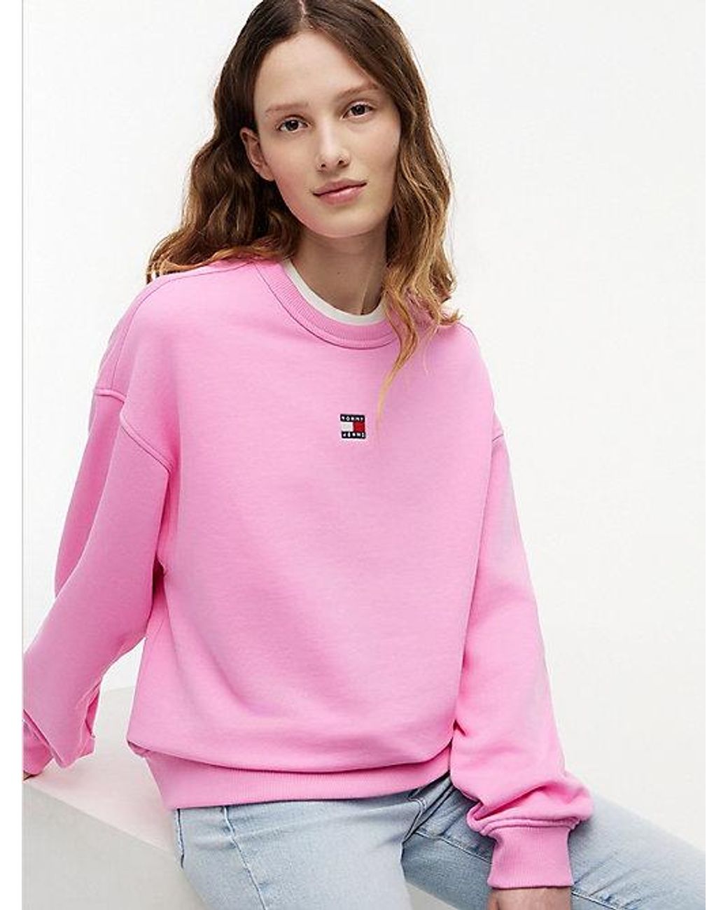 Tommy Hilfiger Pink Tommy Badge Boxy Fleece Sweatshirt