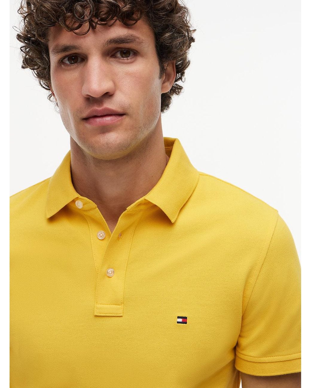 Tommy Hilfiger Yellow 1985 Slim Fit Pique Polo Shirt for men