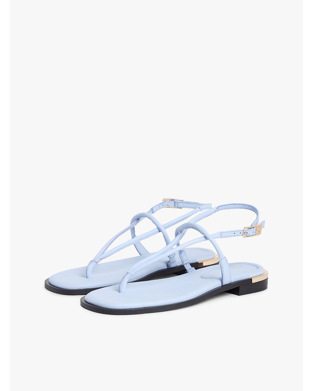 Tommy Hilfiger White Leather Th Monogram-Tone Heel Sandals