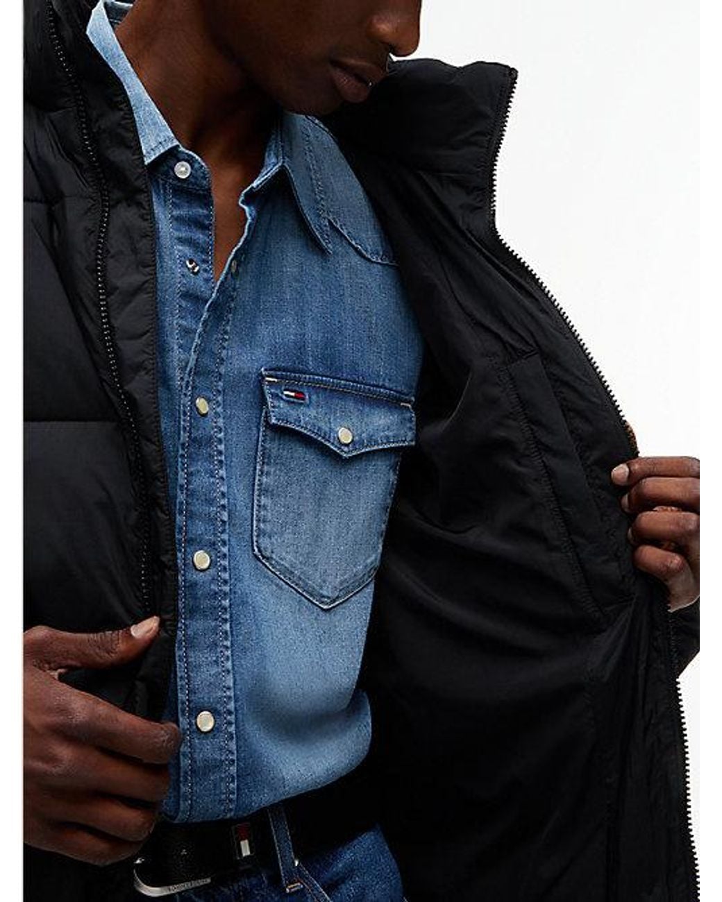 Tommy Hilfiger Blue Tommy Jeans Water Repellent Crinkle Relaxed Puffer Jacket for men