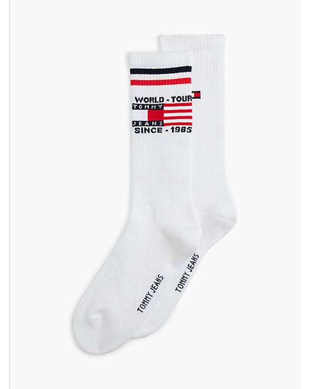 Tommy Hilfiger White Tommy Jeans 2 Pack Logo Graphic Terry Sole Socks