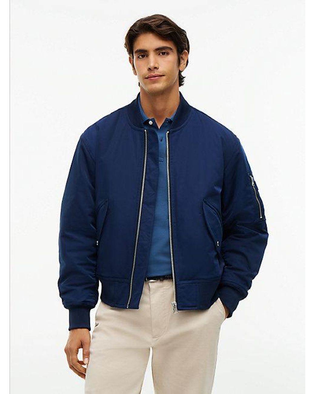 Tommy Hilfiger Blue Padded Bomber Jacket for men