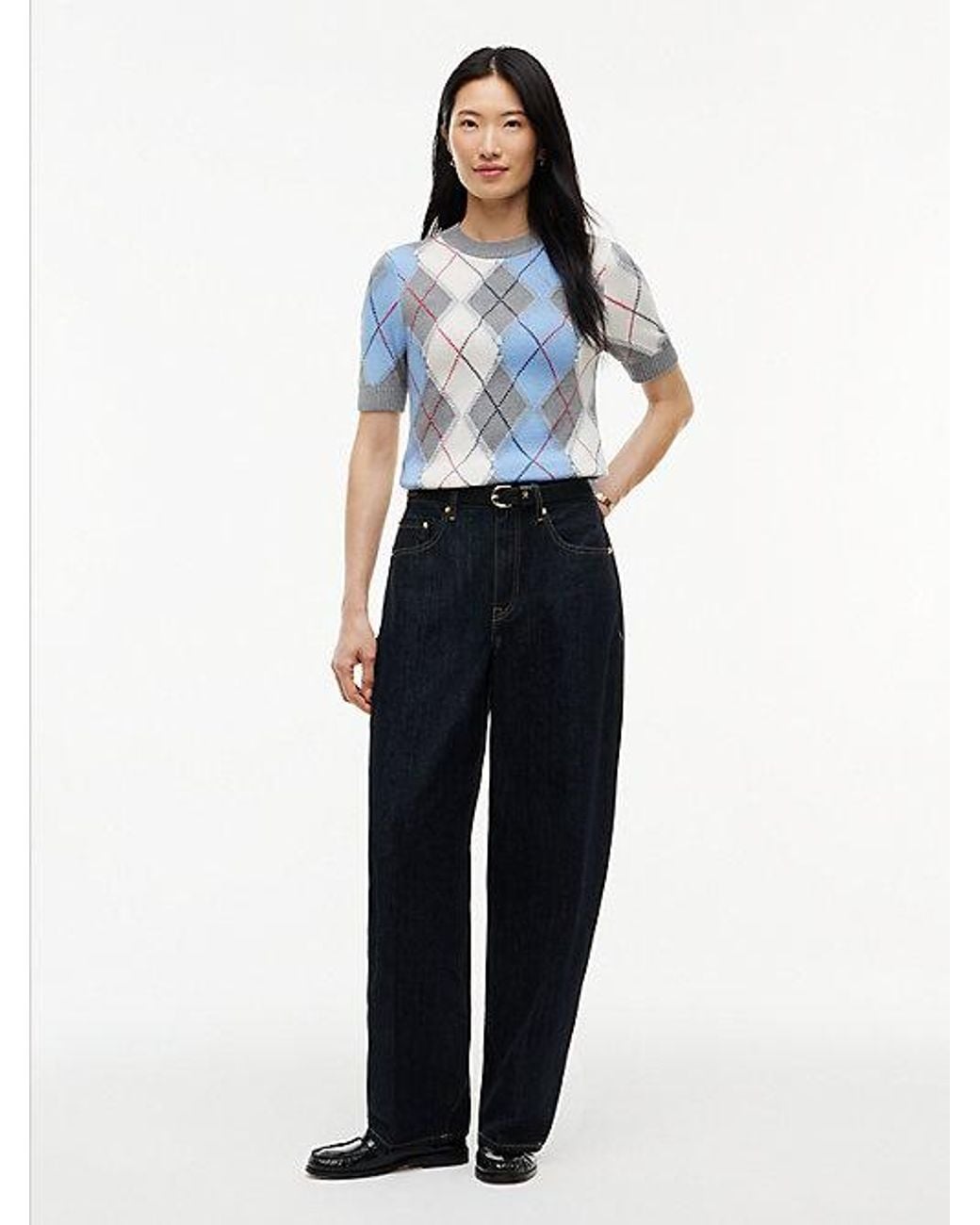 Tommy Hilfiger Blue Argyle Short Sleeve Jumper