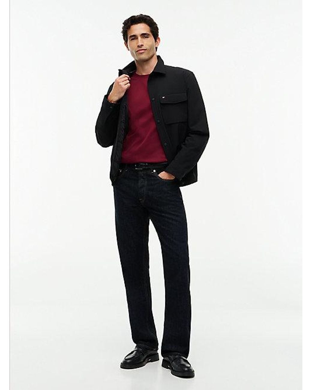 Tommy Hilfiger Red Slim Interlock Knit Long Sleeve T-Shirt for men