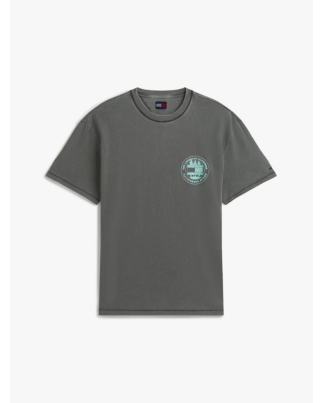 Tommy Hilfiger Gray Back Slogan Textured Relaxed T-Shirt for men