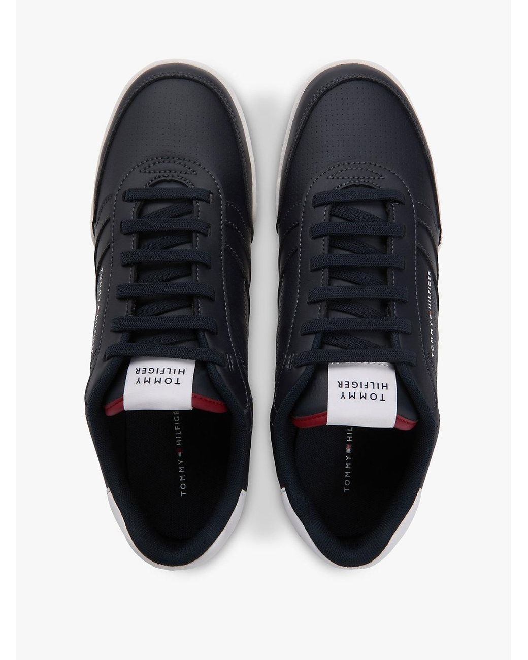 Tommy Hilfiger Blue Contrast Heel Trainers With Leather for men