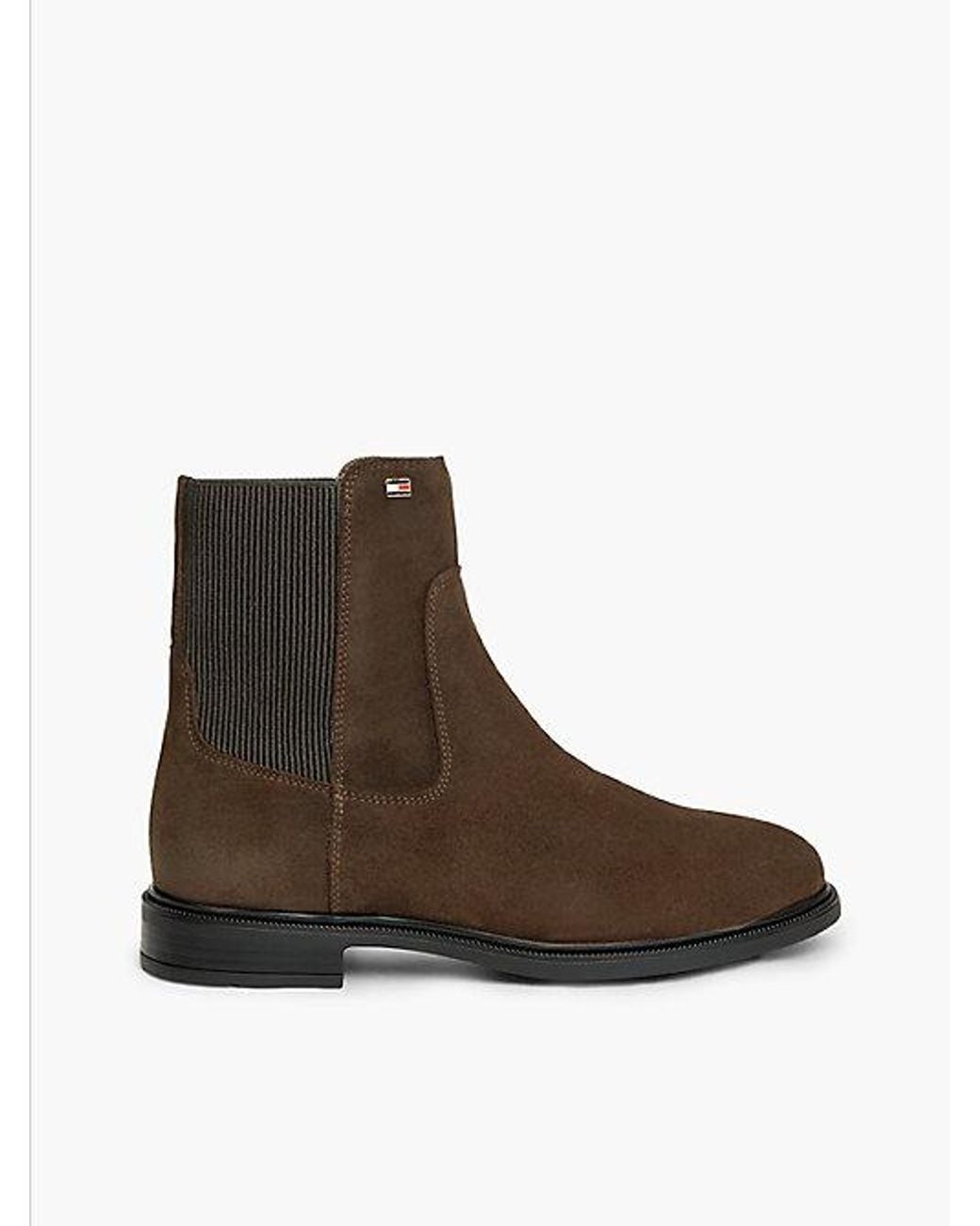 Tommy Hilfiger Brown Suede Enamel Flag Chelsea Boots