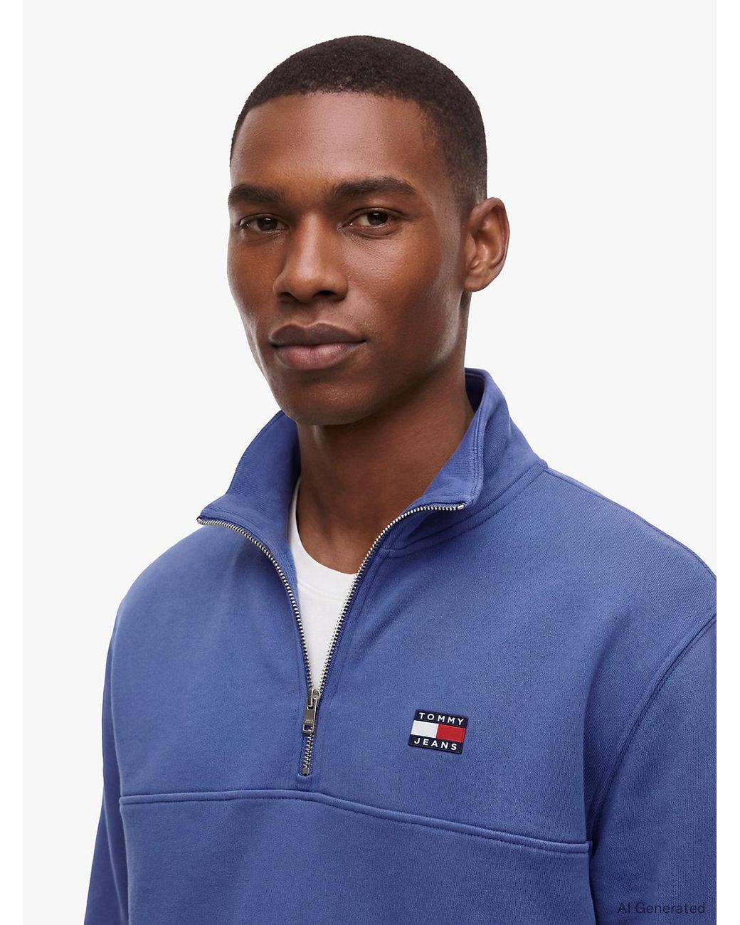 Tommy Hilfiger Blue Tommy Badge Quarter-Zip Sweatshirt for men