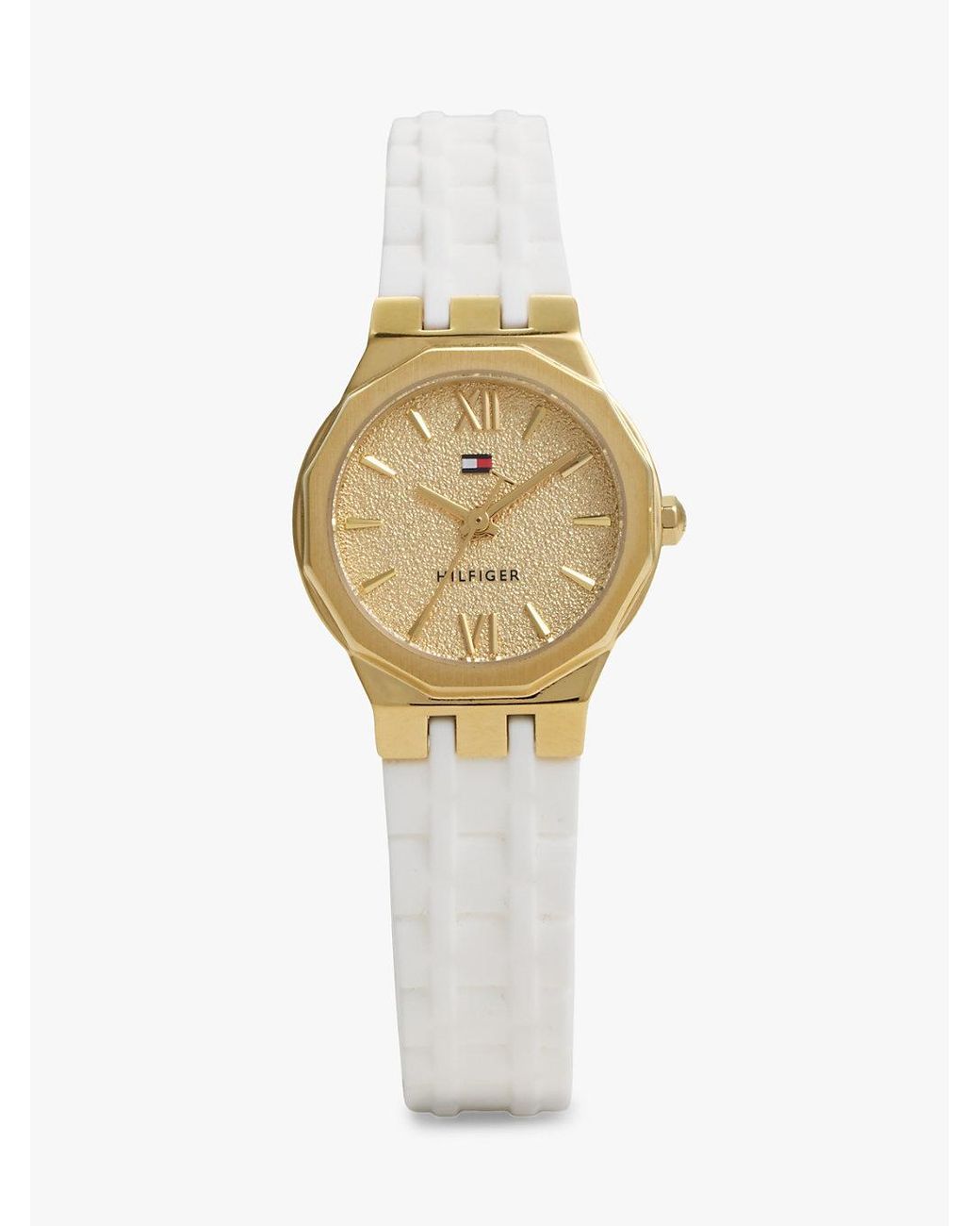 Tommy Hilfiger Metallic Silicone Strap-Plated Watch