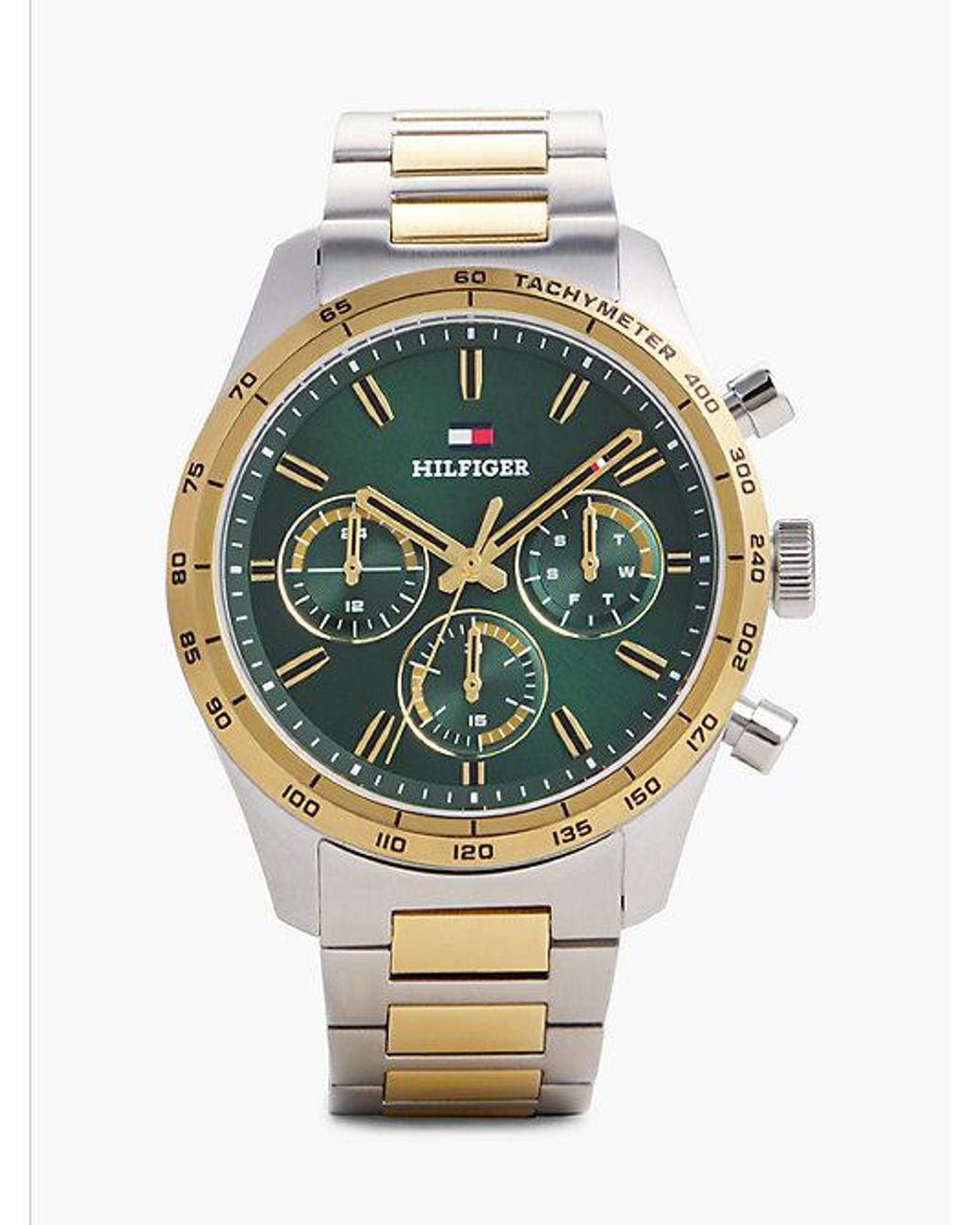 Tommy Hilfiger Metallic Dial Plated Two Tone Chronograph Watch for men