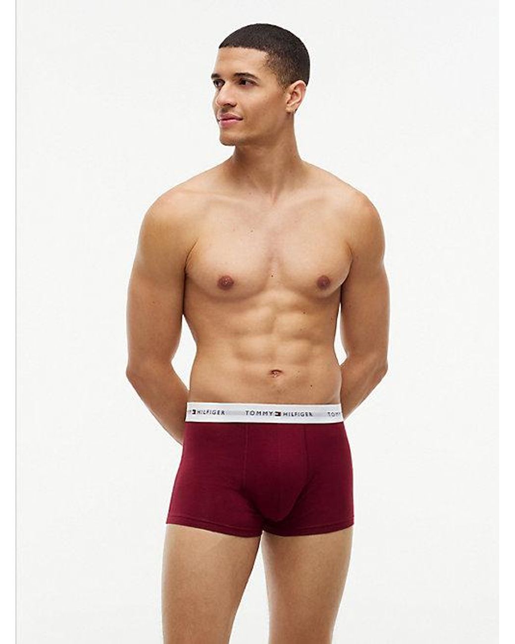 Tommy Hilfiger Red 3 Pack Signature Logo Waistband Print Trunks for men