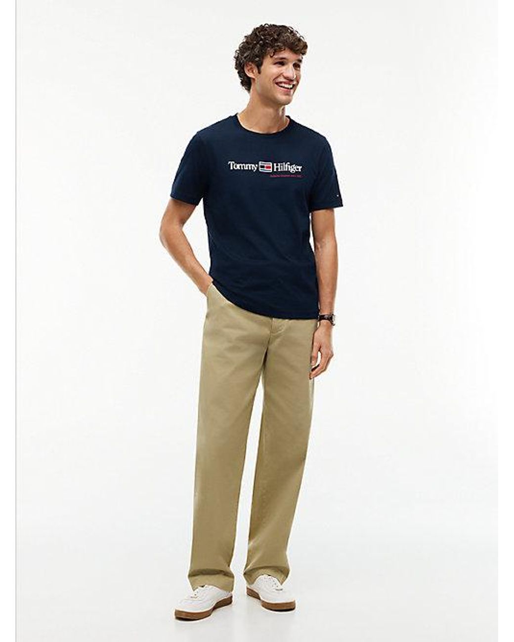 Tommy Hilfiger Blue Logo Jersey Crew Neck T-Shirt for men