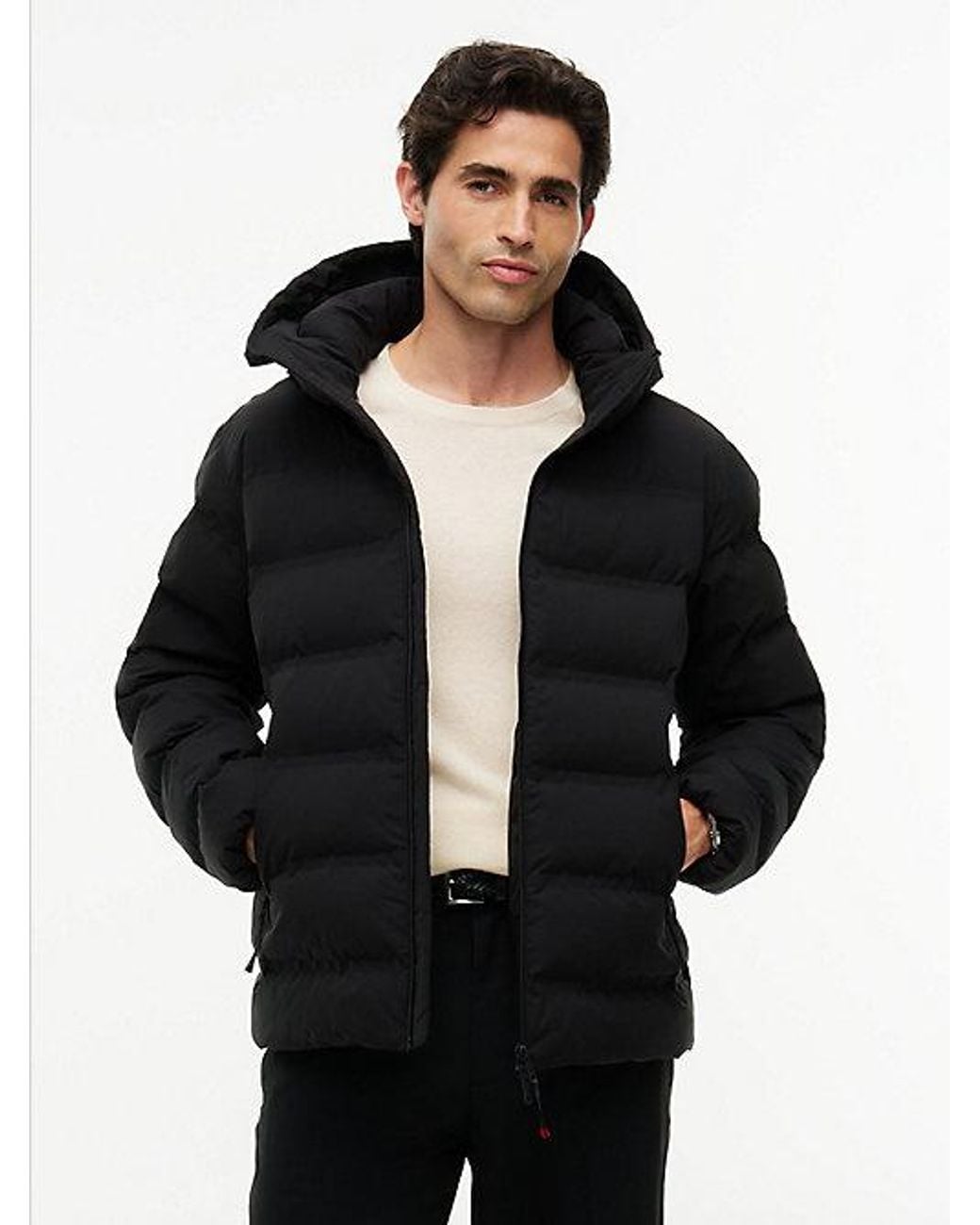 Tommy Hilfiger Black Performance Tech Padded Hooded Jacket for men