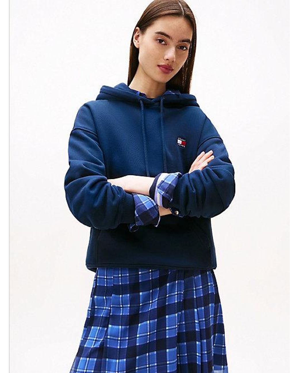 Tommy Hilfiger Blue Tommy Badge Brushed Terry Boxy Hoody