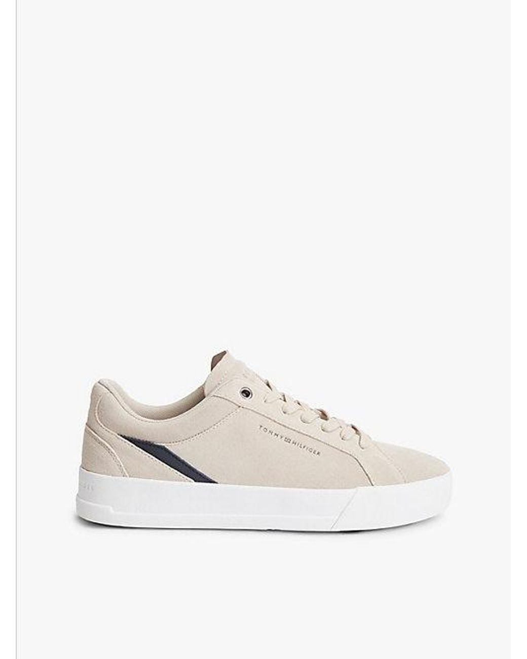 Tommy Hilfiger White Suede Court Trainers for men