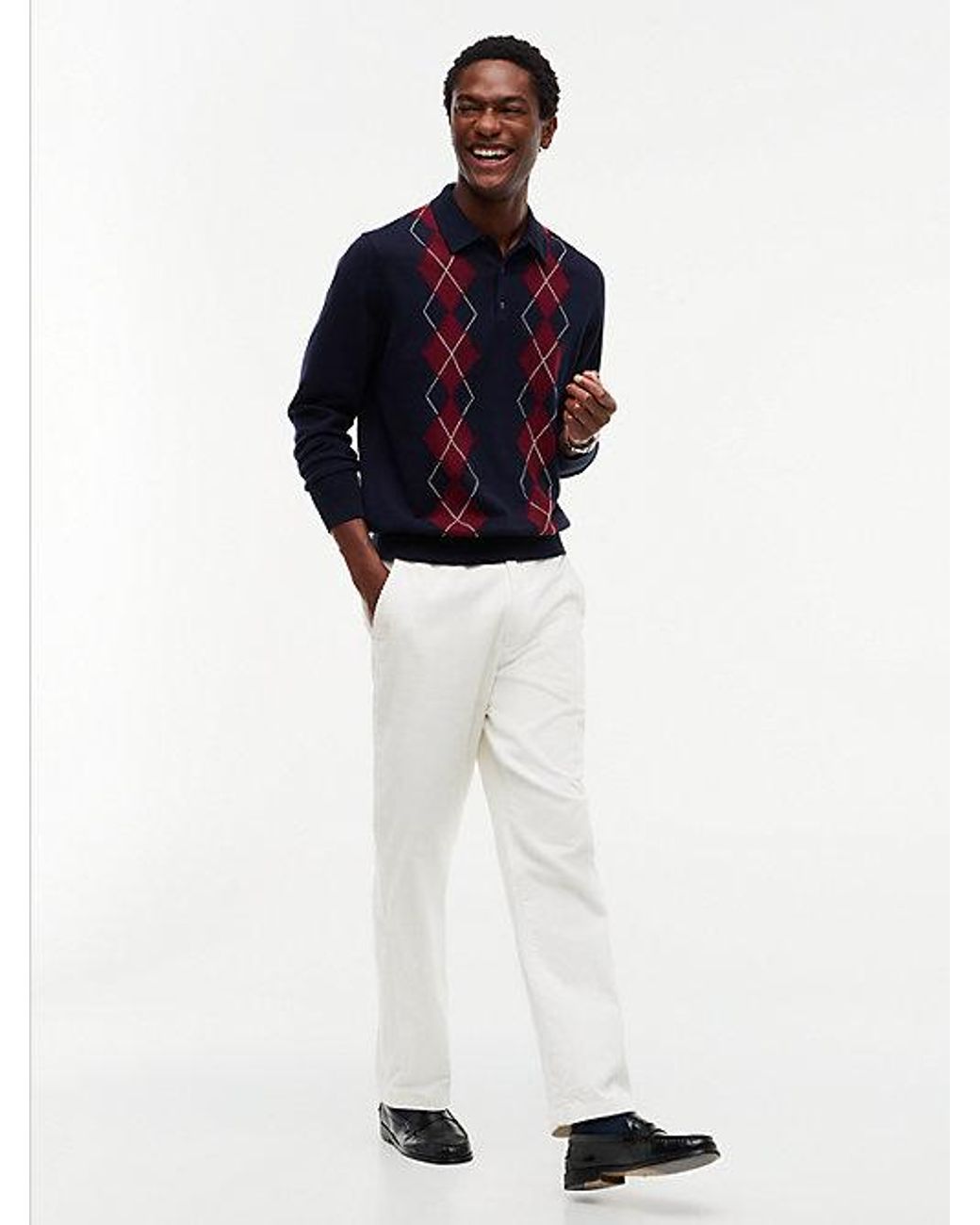 Tommy Hilfiger White Dover Regular Straight Elasticated Corduroy Chinos for men