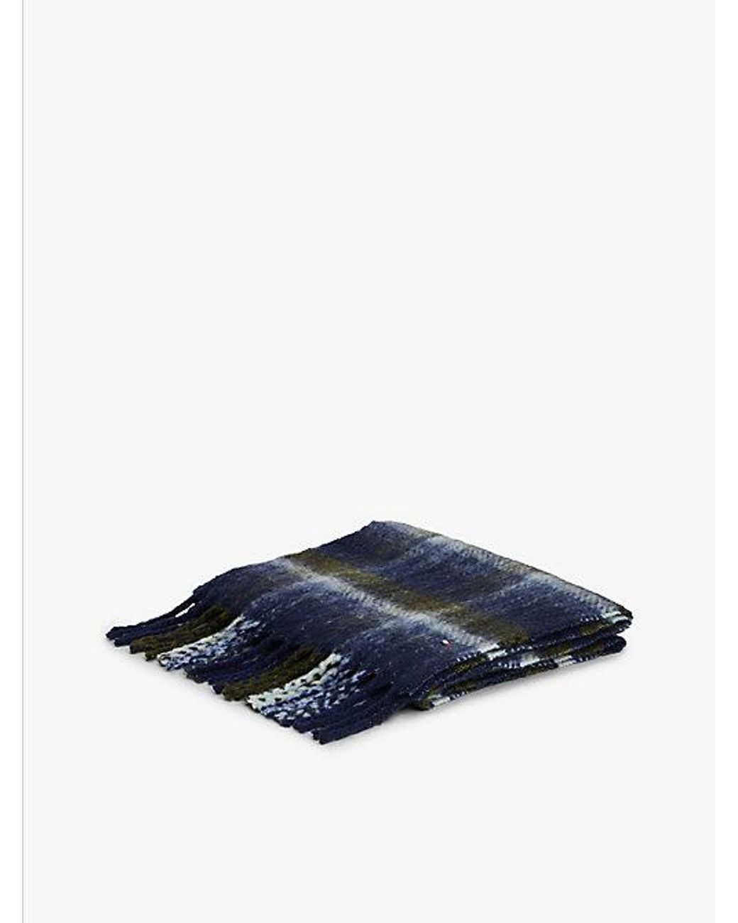 Tommy Hilfiger Blue Check Wool Blend Scarf for men