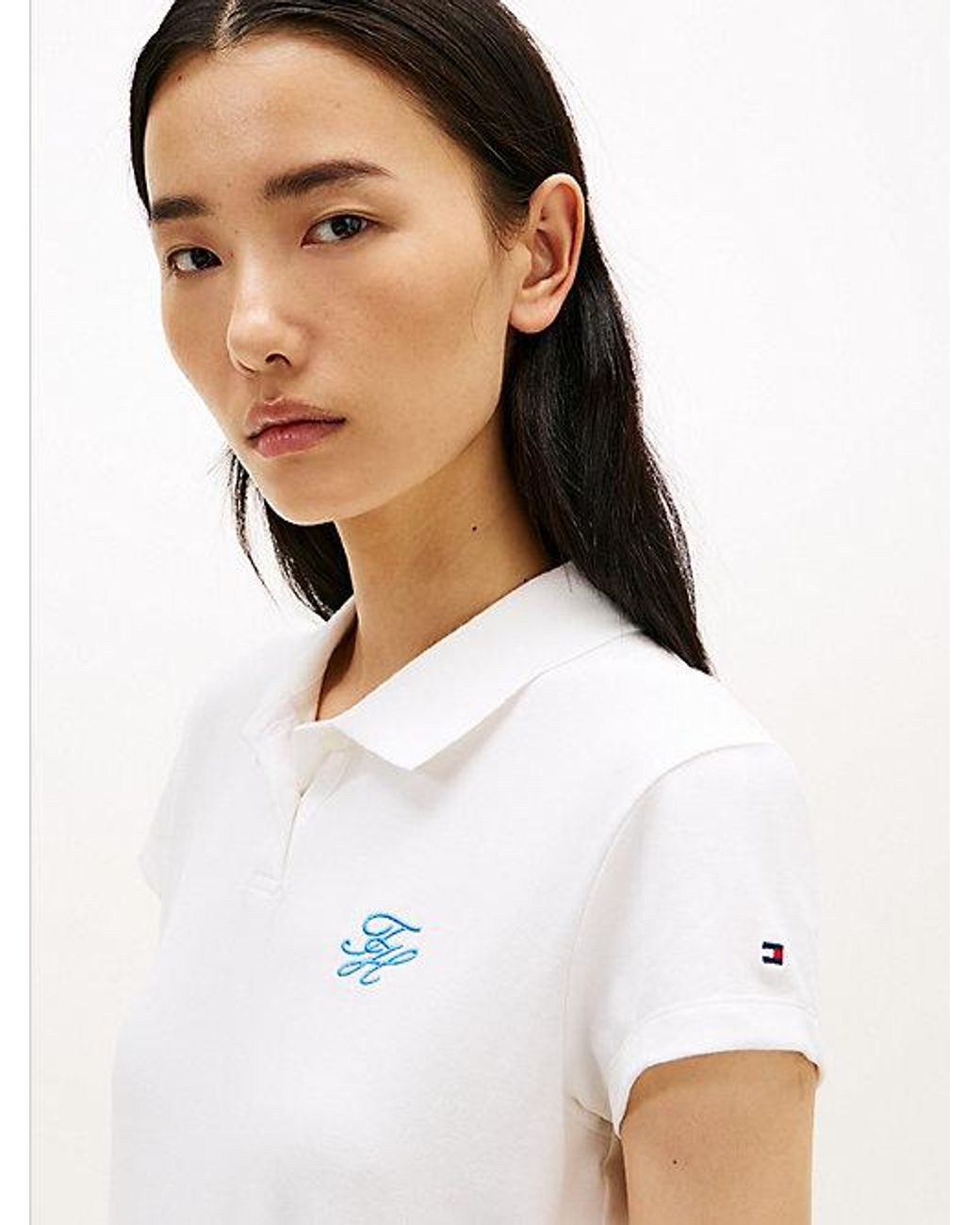 Tommy Hilfiger White 1985 Slim Fit Logo Embroidery Polo Shirt