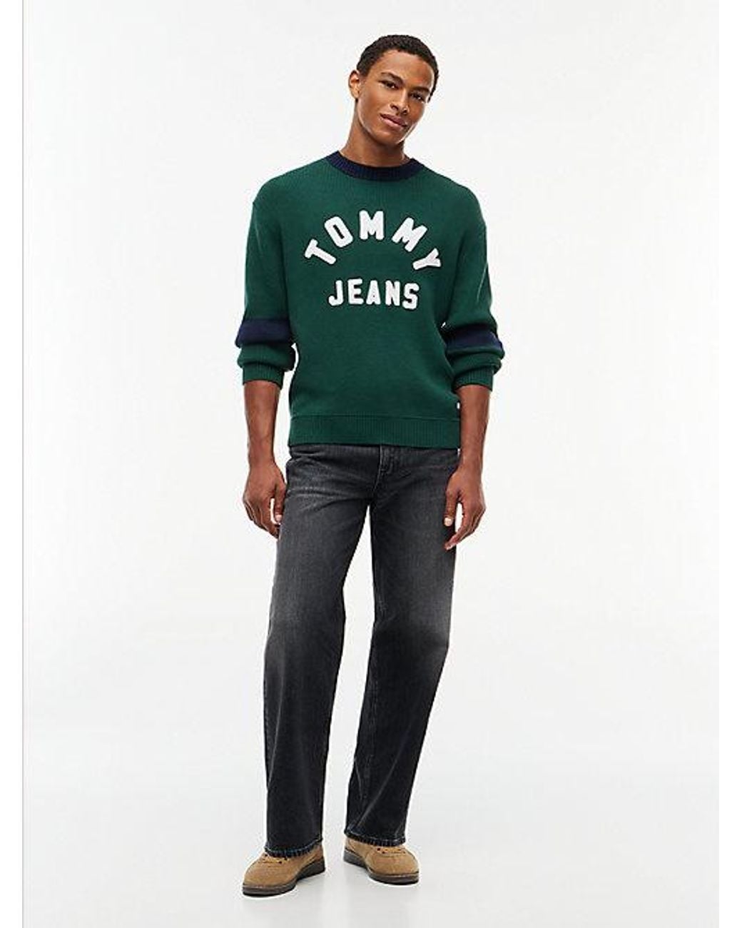 Tommy Hilfiger Green Tommy Jeans Classic Logo Appliqué Jumper for men