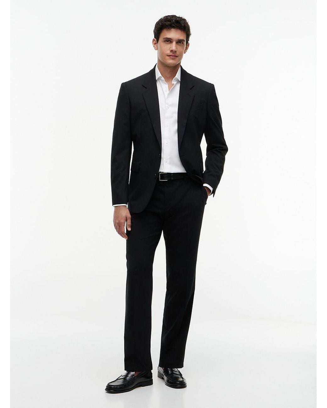 Tommy Hilfiger Black Tech Pressed Crease Wool Blend Trousers for men