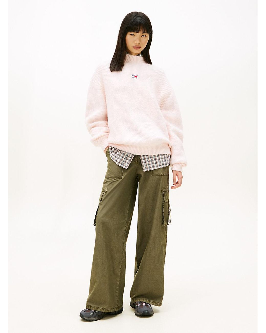 Tommy Hilfiger Natural Wide Leg Twill Cargo Trousers