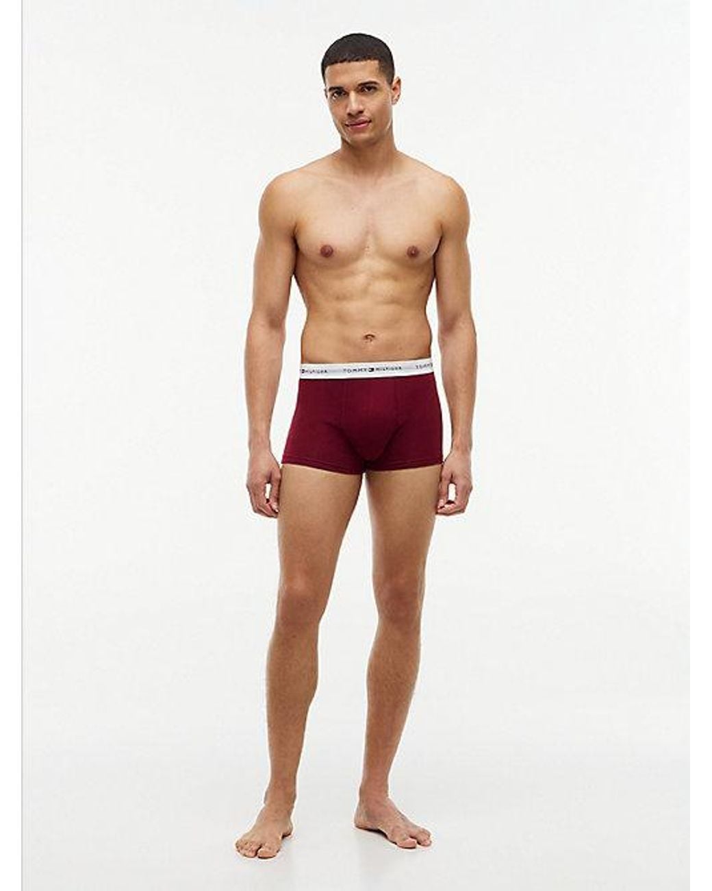 Tommy Hilfiger Red 3 Pack Signature Logo Waistband Print Trunks for men