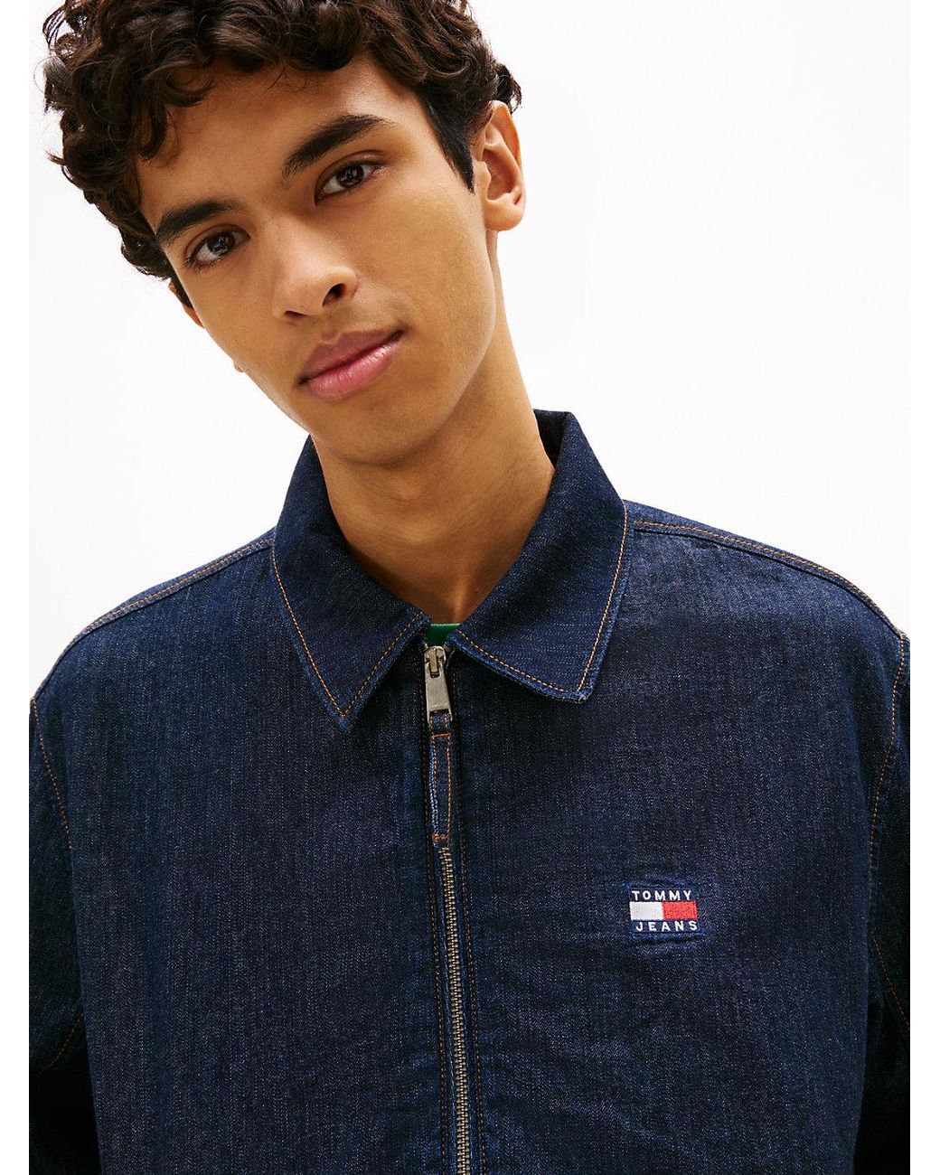 Tommy Hilfiger Blue Chambray Denim Harrington Jacket for men