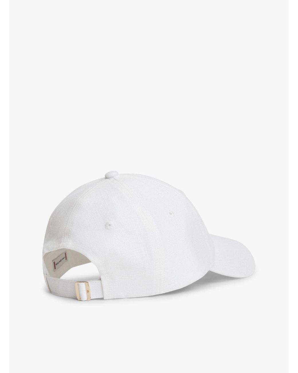 Tommy Hilfiger White Pure Linen Piece Dyed Baseball Cap