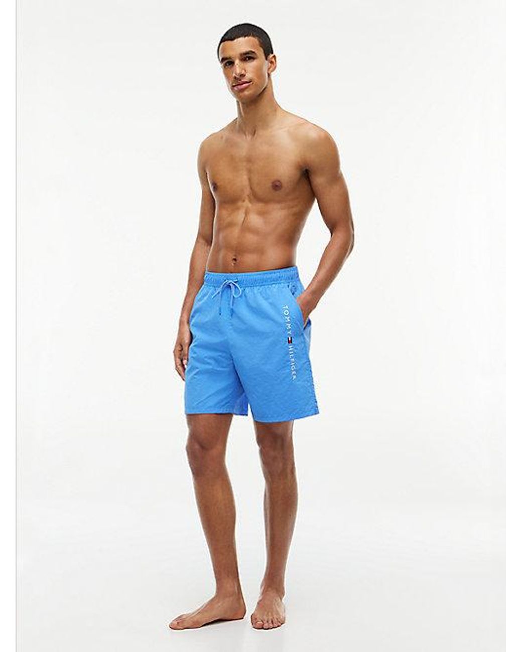 Tommy Hilfiger Blue Original Logo Long Length Swim Shorts for men