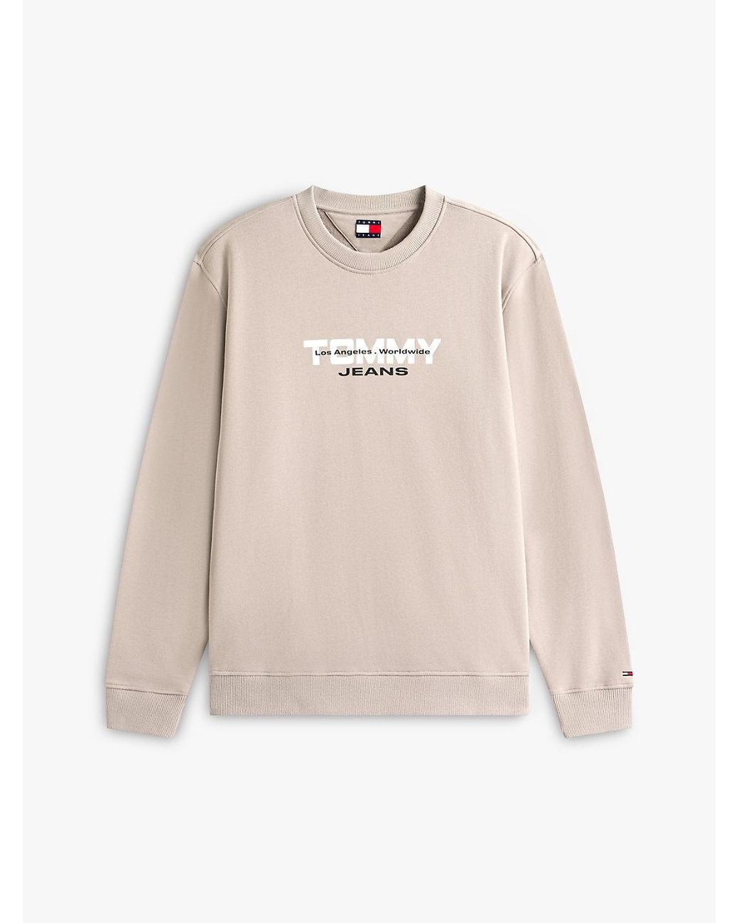 Tommy Hilfiger Natural Logo Sueded Terry Crew Neck Sweatshirt for men
