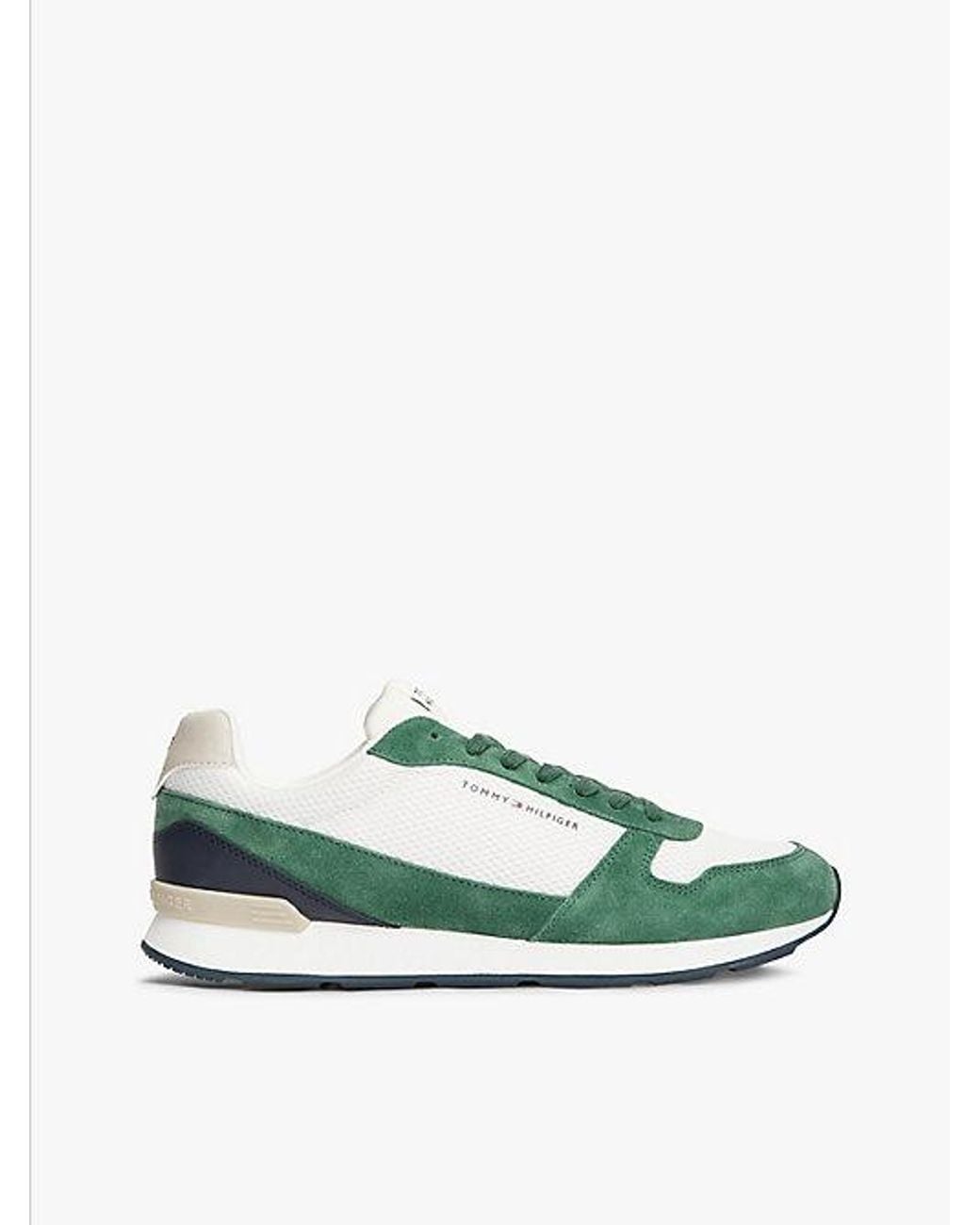 Tommy Hilfiger Green Suede Lightweight Mesh Trainers for men