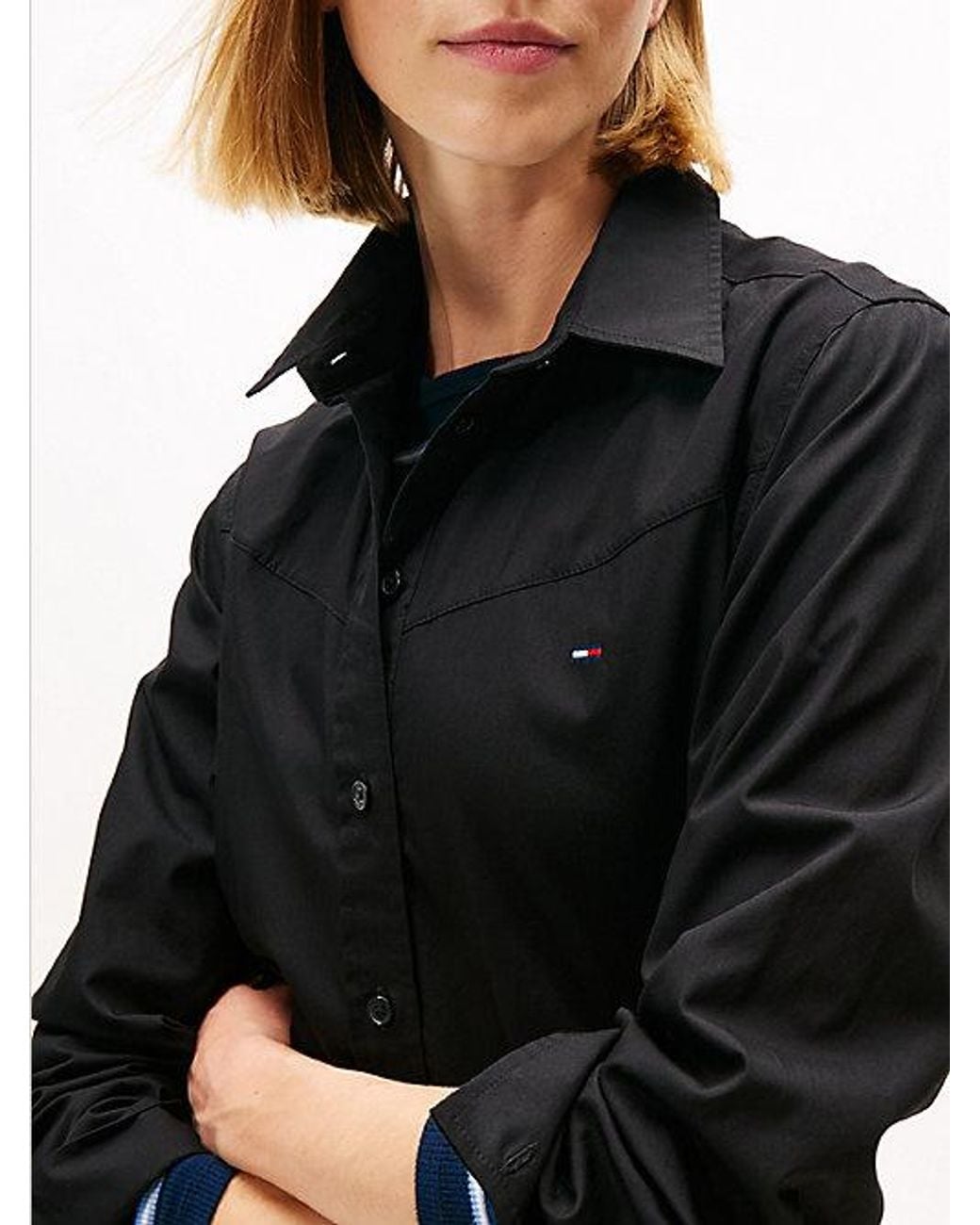 Tommy Hilfiger Black Poplin Mini Shirt Dress
