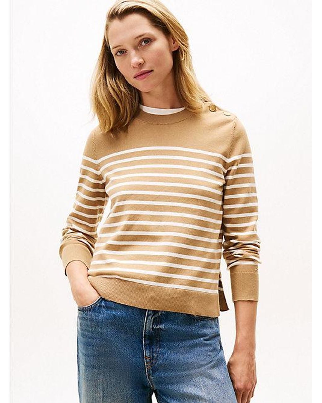 Tommy Hilfiger Blue Jersey-Tone Button Jumper