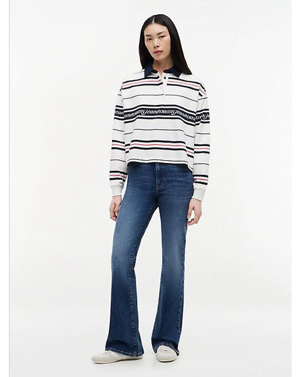 Tommy Hilfiger White Repeat Logo Relaxed Rugby Shirt