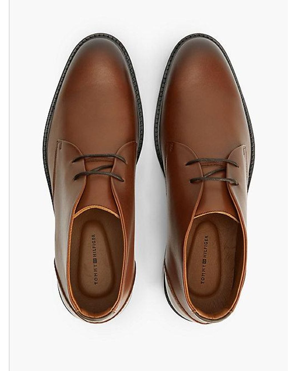 Tommy Hilfiger Brown Leather Lace Up Ankle Boots for men