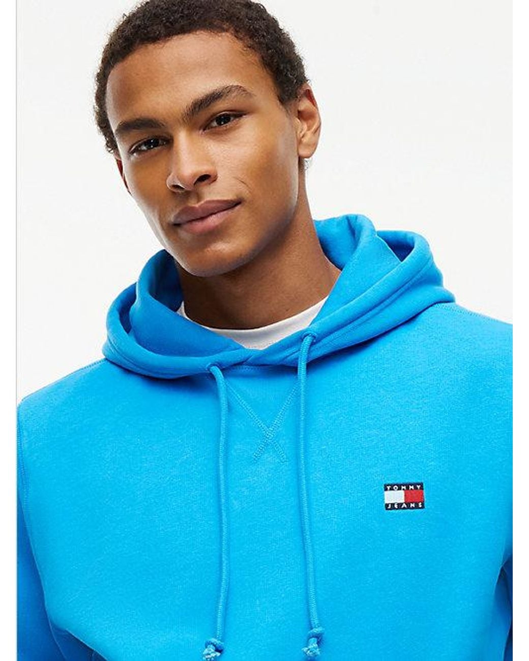 Tommy Hilfiger Blue Tommy Jeans Tommy Badge Fleece Drawstring Hoody for men