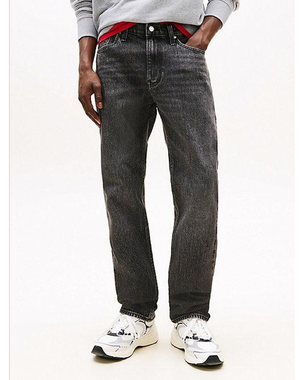 Tommy Hilfiger White Ryan Faded Black Slim Straight Leg Jeans for men