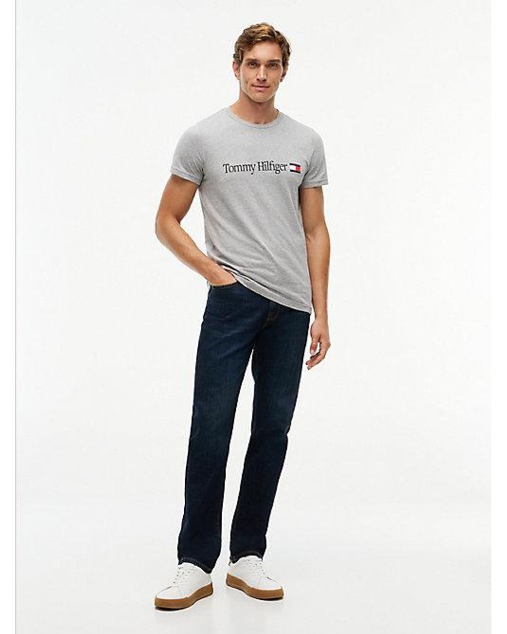 Tommy Hilfiger Gray Logo Slim Jersey T-Shirt for men
