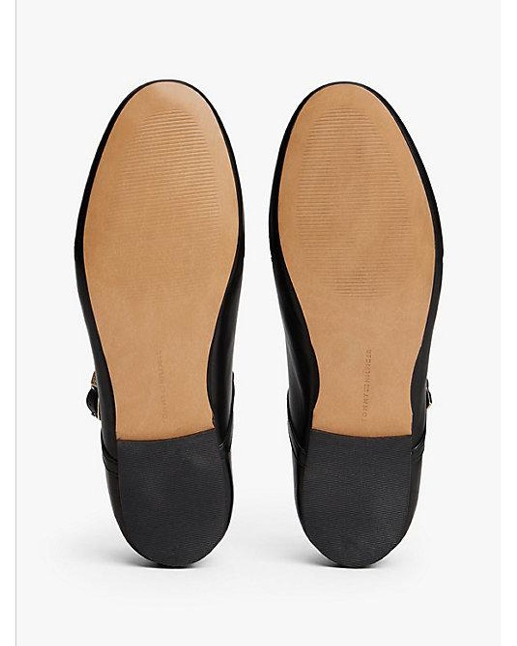 Tommy Hilfiger Leren Ballerina Met Dubbele T-Strap in het White