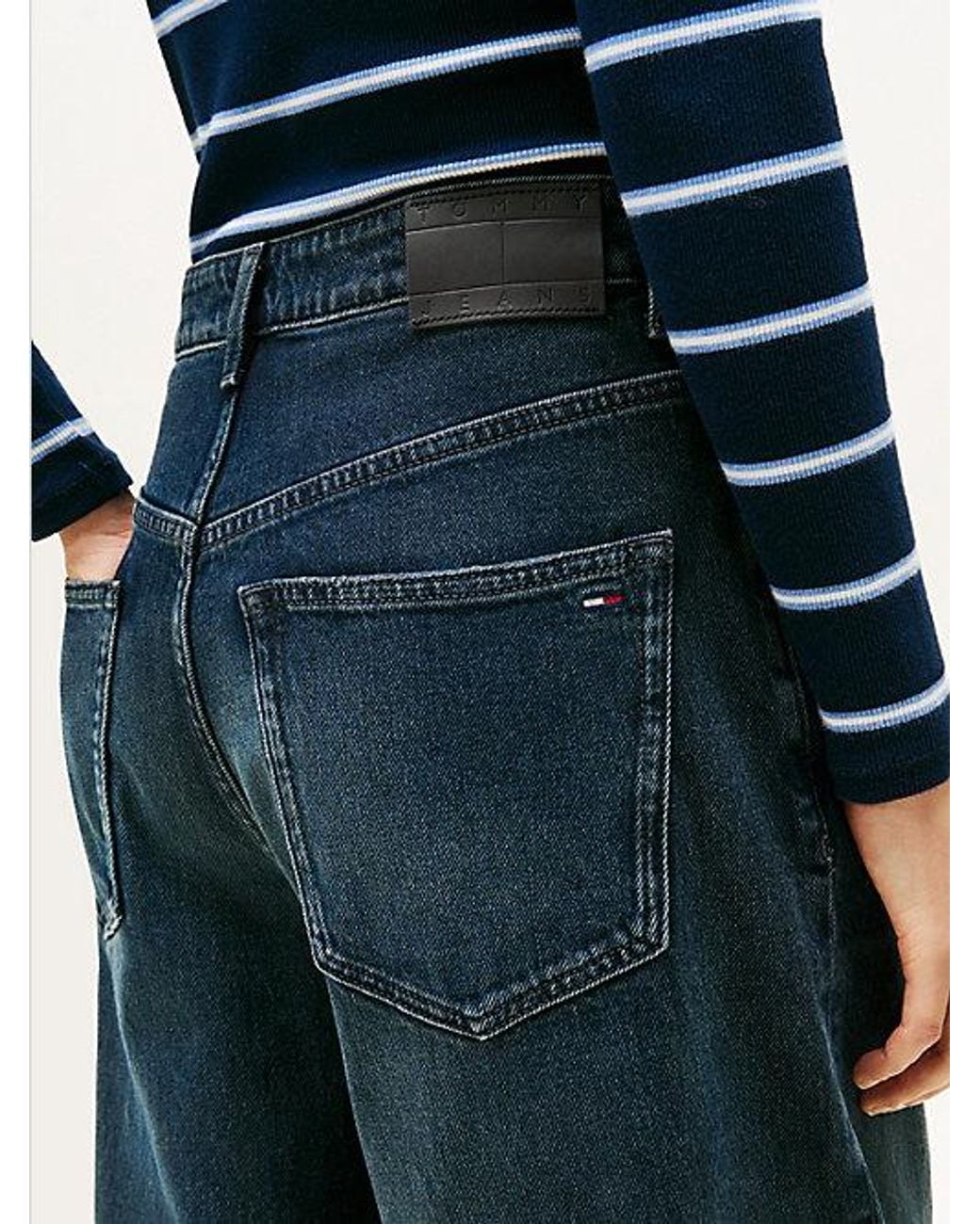 Tommy Hilfiger Blue Mid Rise Loose Wide Leg Jeans